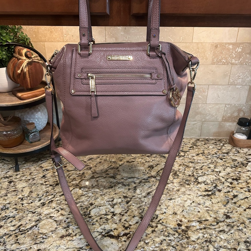 Michael Kors Mauve Leather Tote Bag with Crossbody Strap